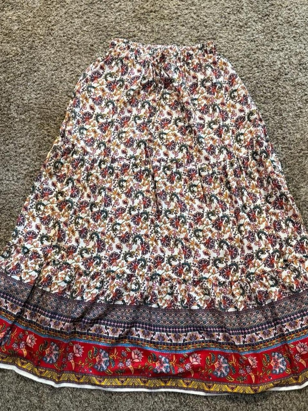 Universal Thread Floral Maxi Skirt in White, Red, Blue